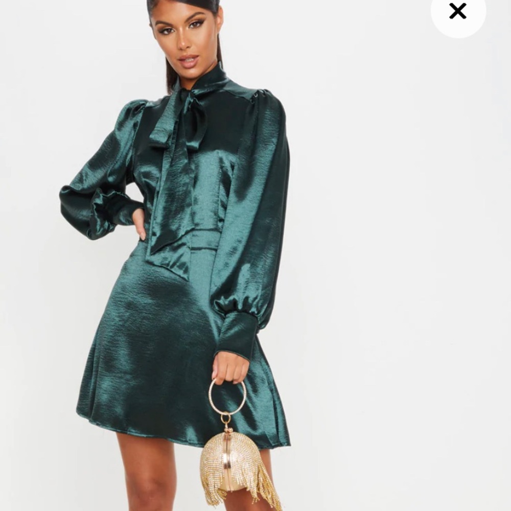Silky green skater dress